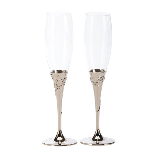 "Love" Toasting Flutes, Pair, 9.75" H