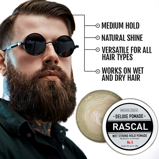 #5 Wet Look, Strong Hold Pomade by Rascal Men's Grooming