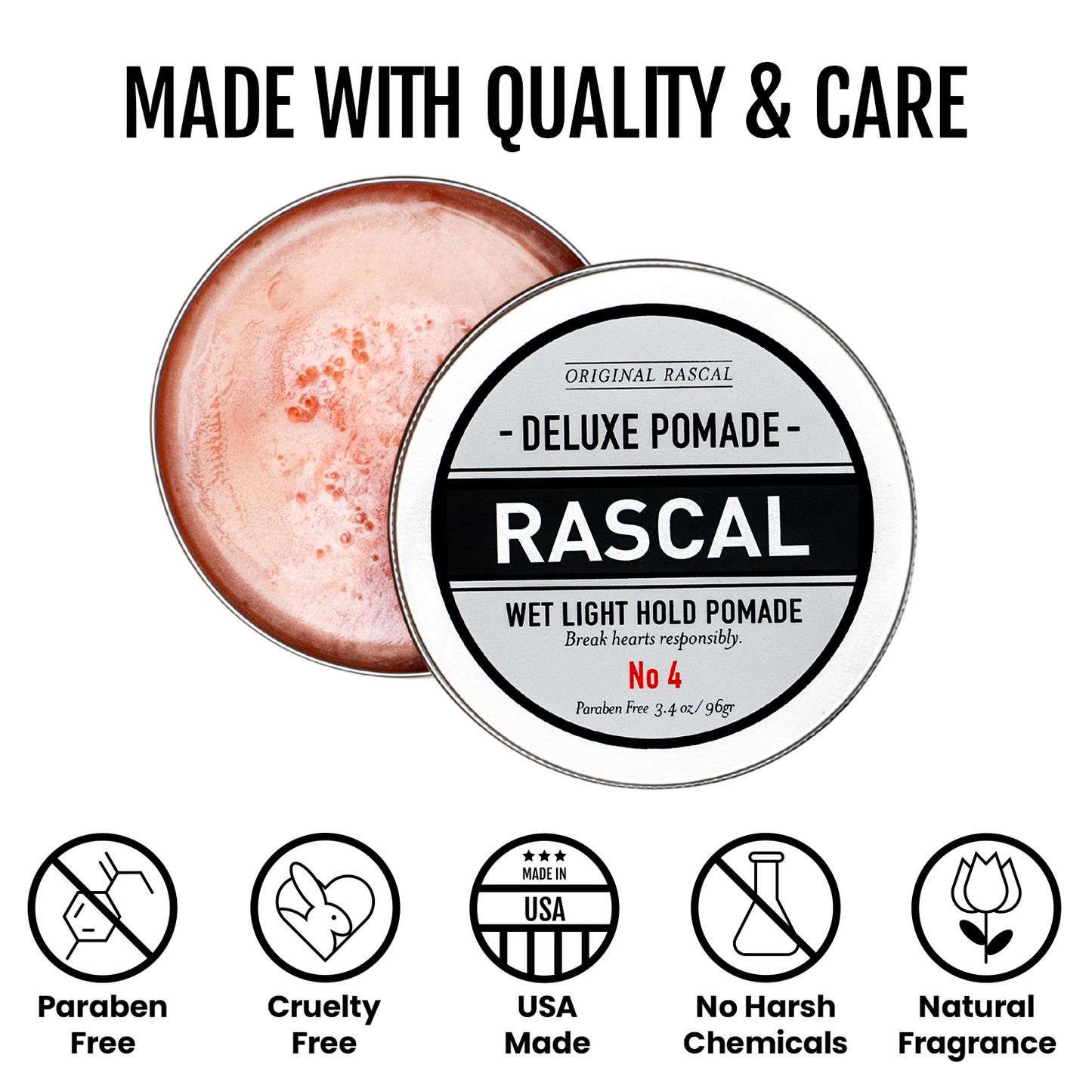 #4 Wet Look, Light Hold Pomade by Rascal Men's Grooming