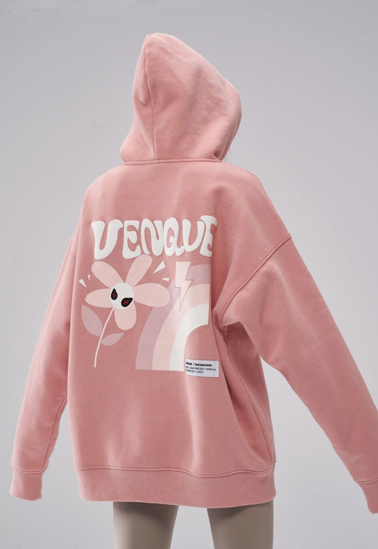 "Aster" Fleur Pink Hoodie by Amoo