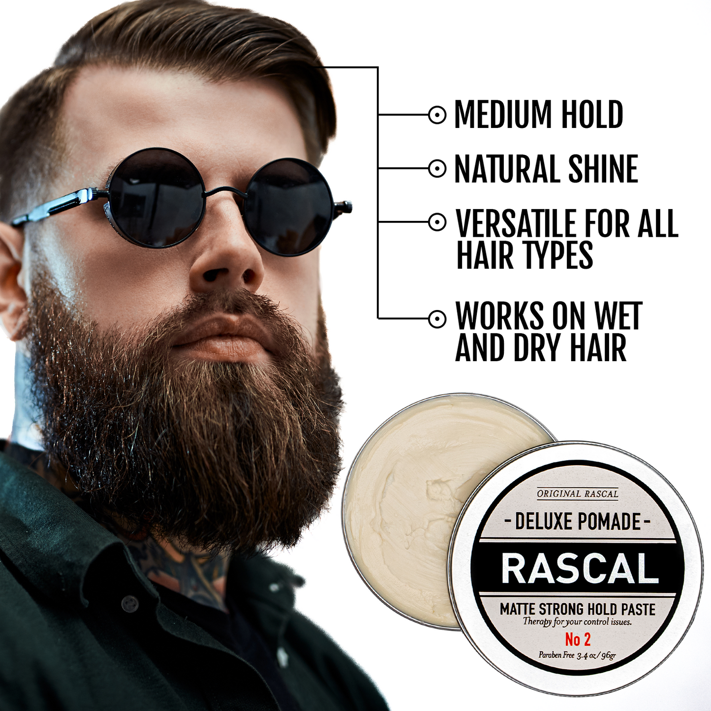 #2 Matte Look, Strong Hold Paste by Rascal Men's Grooming