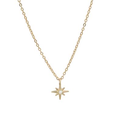 "Celestial" 14K Gold Tiny North Star Pendant with Diamond, Ruby, or Sapphire