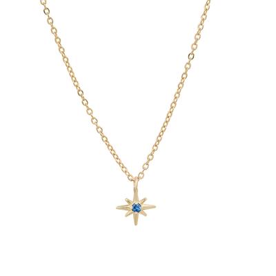 "Celestial" 14K Gold Tiny North Star Pendant with Diamond, Ruby, or Sapphire